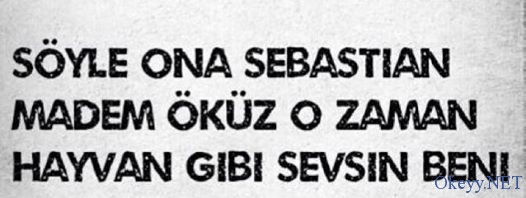 Söyle ona Sebastian, madem ÖKÜZ o zaman HAYVAN GİBİ sevsin beni